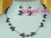 black rice shaped pearl necklace set on sale
