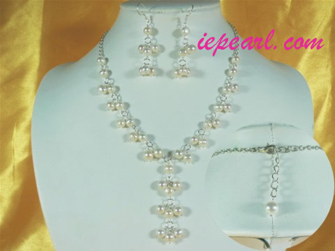 7-8mm white potato pearl necklace set on sale