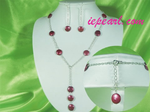 red coin shaped pearl necklace set on sale