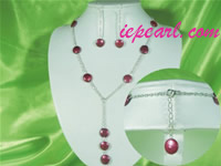 red coin shaped pearl necklace set on sale