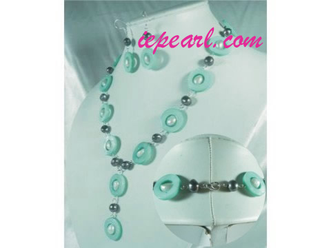 green shell pearl necklace set wholesale