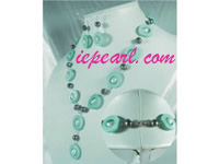 green shell pearl necklace set wholesale