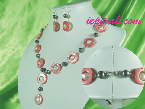 yellow shell jewelry and pearl necklace set wholesale