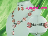 yellow shell jewelry and pearl necklace set wholesale
