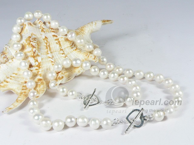 8-9mm potato pearl necklace set wholesale