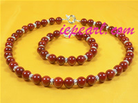 10mm round red coral necklace set wholesale