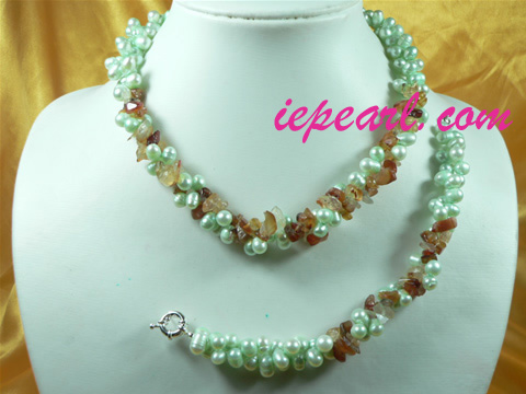 two strands twisted pearl necklace set wholesale