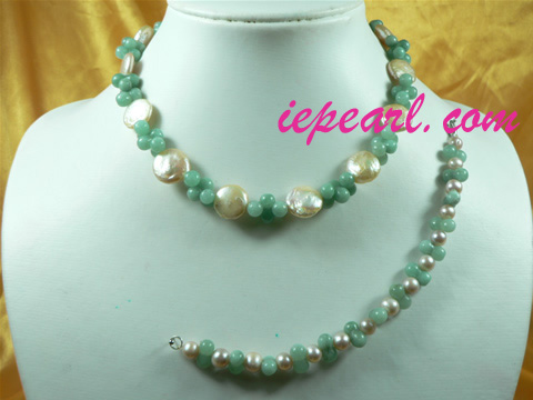 pink freshwater pearl necklace set wholesale