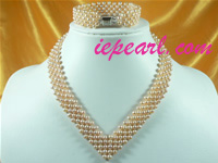 4-5mm pink potato pearl necklace set