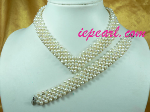 4-5mm white pearl necklace set wholesale