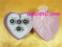 wholesale 9-9.5mm black pearl necklace set