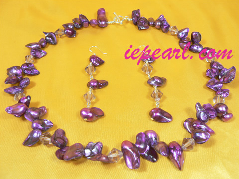 purple blister pearl necklace set wholesale