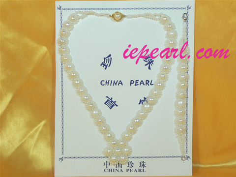 7-8mm white bread pearl necklace set wholesale