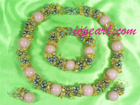 white rice shaped pearl necklace set on sale