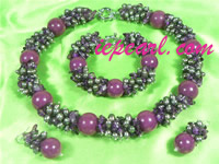 5-6mm black rice shaped pearl necklace set on sale