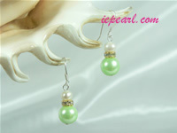 light green gourd shaped shell pearl siver dangling earrings