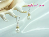 white gourd shaped shell pearl sterling siver dangling earrings
