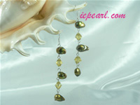 copper tail pearl sterling siver dangling earrings