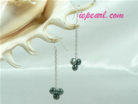 black bread pearl sterling siver dangling earrings