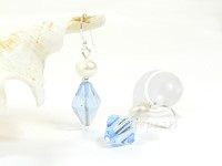 rhombus blue crystal sterling siver dangling earrings