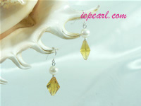 yellow rhombus crystal sterling siver dangling earrings