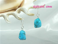 irregular blue turquoise sterling siver dangling earrings