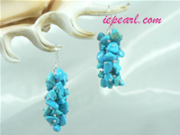 blue grape luster shaped turquoise siver dangling earring