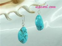 irregular blue turquoise sterling siver dangling earrings