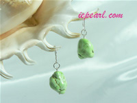 irregular green turquoise sterling siver dangling earrings